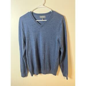Bonobos Sweater Mens Small Blue 100% Merino Wool V-Neck Pullover‎ Slim Fit Knit
